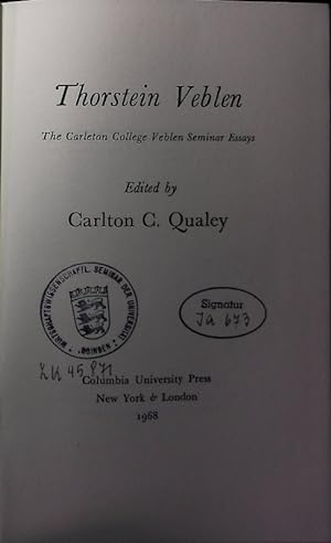 Bild des Verkufers fr Thorstein Veblen. The Carleton College Veblen Seminar Essays. zum Verkauf von Antiquariat Bookfarm