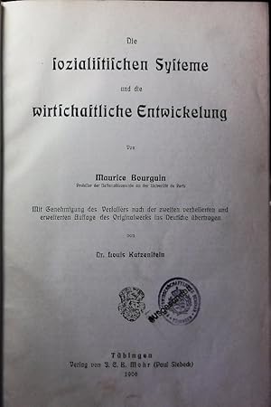 Imagen del vendedor de Die sozialistischen Systeme und die wirtschaftliche Entwicklung. a la venta por Antiquariat Bookfarm