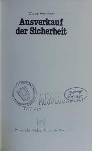 Seller image for Ausverkauf der Sicherheit. for sale by Antiquariat Bookfarm