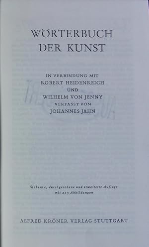 Bild des Verkufers fr Wrterbuch der Kunst. zum Verkauf von Antiquariat Bookfarm