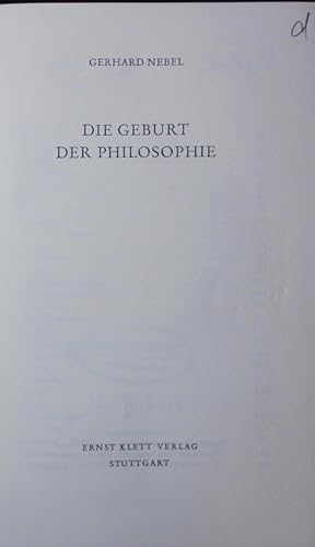 Imagen del vendedor de Die Geburt der Philosophie. a la venta por Antiquariat Bookfarm