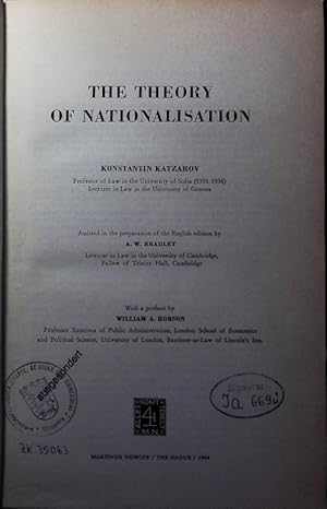 Imagen del vendedor de The theory of nationalisation. a la venta por Antiquariat Bookfarm