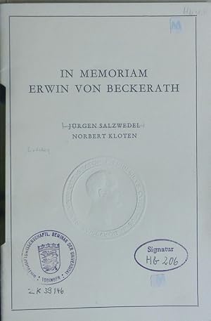 Seller image for In memoriam Erwin von Beckerath. Reden, geh. am 2. Nov. 1965 bei der Gedenkfeier der Rechts- und Staatswiss. Fakultt der Rheinischen Friedrich-Wilhelm-Univ. Bonn. for sale by Antiquariat Bookfarm