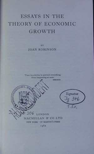Image du vendeur pour Essays in the theory of economic growth. mis en vente par Antiquariat Bookfarm