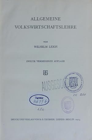 Seller image for Die Kultur der Gegenwart. ihre Entwicklung und ihre Ziele. - 2,10,1. Allgemeine Volkswirtschaftslehre. for sale by Antiquariat Bookfarm