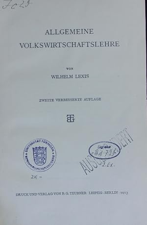 Bild des Verkufers fr Die Kultur der Gegenwart. ihre Entwicklung und ihre Ziele. - 2,10,1. Allgemeine Volkswirtschaftslehre. zum Verkauf von Antiquariat Bookfarm