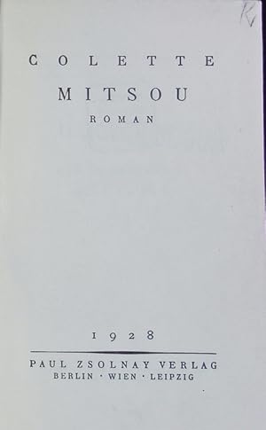 Bild des Verkufers fr Mitsou. Roman. zum Verkauf von Antiquariat Bookfarm