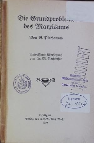 Image du vendeur pour Die Grundprobleme des Marxismus. mis en vente par Antiquariat Bookfarm