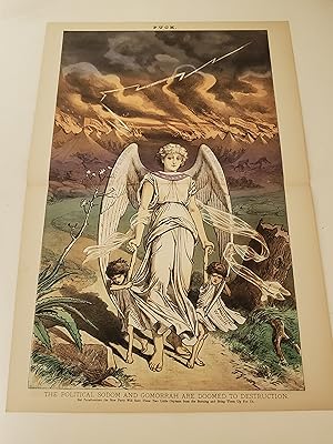 Seller image for 1882 Puck Lithograph of "The Political Sodom and Gomorrah Are Doomed To Destruction" for sale by rareviewbooks