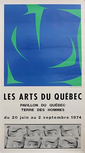 Bild des Verkufers fr 1974 Canadian Exhibition Poster - Les Arts du Quebec - illustration by Fernand Leduc, titled "Chromatisme binaire - vert" zum Verkauf von L'Affichiste Vintage Posters