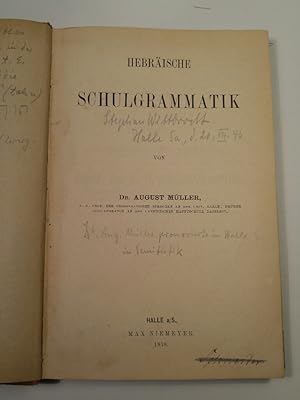 Hebräische Schulgrammatik. mit eingebunden: Paradigmentafeln.