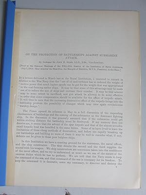 Bild des Verkufers fr On the Protection of Battleships against Submarine Attack zum Verkauf von McLaren Books Ltd., ABA(associate), PBFA