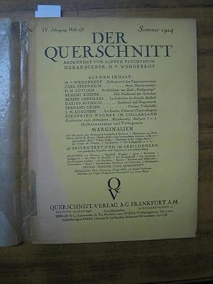 Imagen del vendedor de Der Querschnitt. Sommer, Jahrgang IV Heft 2/3, 1924. Marginalien der Galerie Flechtheim. a la venta por Antiquariat Carl Wegner