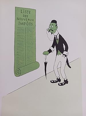 Image du vendeur pour ALBERT DUBOUT GRAVURE COULEURS IMPOTS TAXES ENGRAVING 1958 D23 mis en vente par Librairie RAIMOND