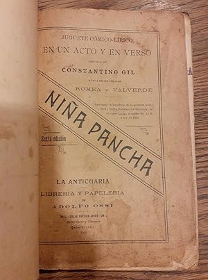 NIÑA PANCHA, juguete cómico- lirico en un acto y en verso