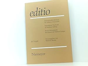 Bild des Verkufers fr editio. Internationales Jahrbuch fr Editionswissenschaft /International. zum Verkauf von Book Broker