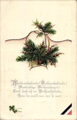 Präge Ansichtskarte / Postkarte Glückwunsch Weihnachten, Tannenzweige, Kaiserliche Fahne - EAS2109