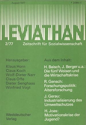 Bild des Verkufers fr Leviathan Heft 2/1977 - Zeitschrift fr Sozialwissenschaft u.a. Industrialisierung des Umweltschutzes zum Verkauf von Versandantiquariat Nussbaum