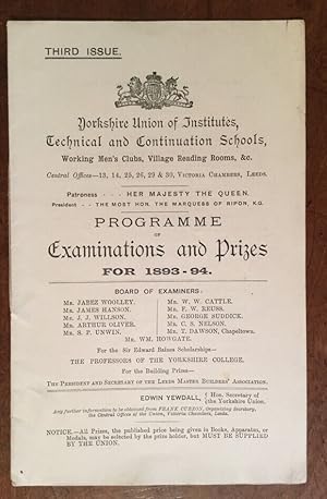 Programme of Examinations and Prizes for 1893-94