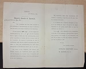 Immagine del venditore per Printed notification of the publication of: "Bacon's Annals of Ipswich" venduto da CHILTON BOOKS