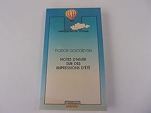 Seller image for NOTES D'HIVER SUR DES IMPRESSIONS D'ETE for sale by occasion de lire