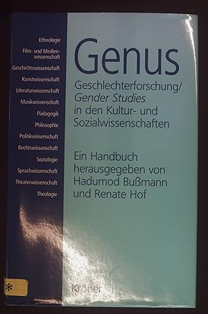 Bild des Verkufers fr Genus : Geschlechterforschung - Gender studies in den Kultur- und Sozialwissenschaften : ein Handbuch. zum Verkauf von books4less (Versandantiquariat Petra Gros GmbH & Co. KG)