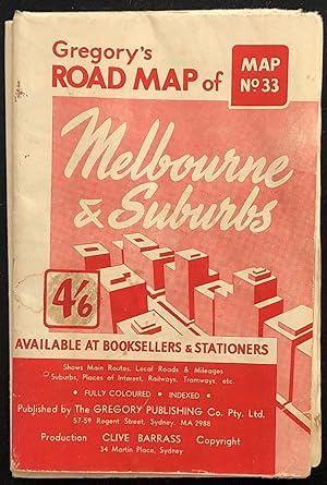 Imagen del vendedor de Gregory's road map of Melbourne & suburbs. Map no. 33. a la venta por Lost and Found Books