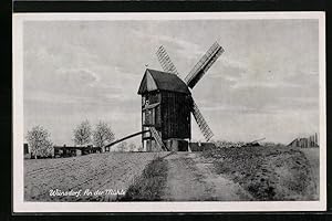 Ansichtskarte Wünsdorf, Ortspartie an der Windmühle