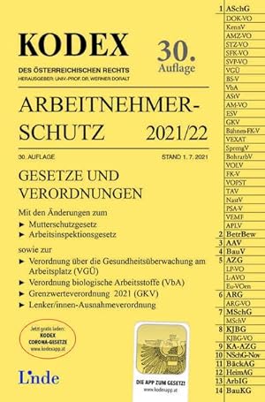 Immagine del venditore per KODEX Arbeitnehmerschutz 2021/22 (Kodex des sterreichischen Rechts) venduto da buchversandmimpf2000