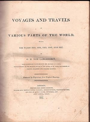 Seller image for Voyages and travels in various parts of the world : during the years 1803, 1804, 1805, 1806, and 1807, NUR Bd. 1. for sale by Wissenschaftliches Antiquariat Kln Dr. Sebastian Peters UG