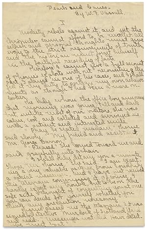 [Manuscript of William F. Vassall's 1916 New York City Mystery "Pearls and Canes," published in D...