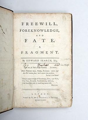 Image du vendeur pour Freewill, Foreknowledge, and Fate. A Fragment. mis en vente par Peter Harrington.  ABA/ ILAB.