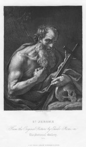 ST JEROME WITH THE CROSS AND SKULL,From the original painting by Guido Reni in the National Gallery