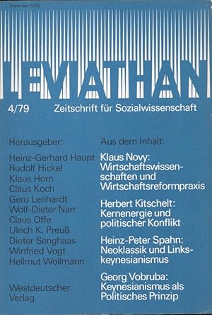 Bild des Verkufers fr Leviathan Heft 4/1979 - Zeitschrift fr Sozialwissenschaft u.a. Vobruba, Keynsianismus zum Verkauf von Versandantiquariat Nussbaum