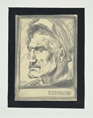 Imagen del vendedor de Orig.-Bleistiftzeichnung (Portrt eines Mannes mit Mtze), signiert u. datiert. a la venta por Versandantiquariat Wolfgang Friebes