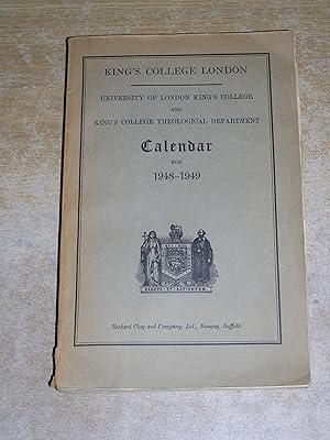 University Of London King's college And Kings College Theological Department Calendar For 1948 - ...