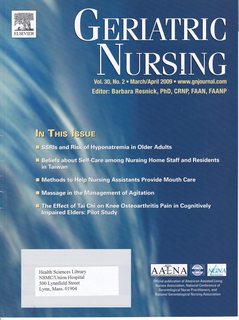Geriatric Nursing Vol 30 No 2 March/April 2009: SSRIs and Risk of Hyponatremia in Older Adults