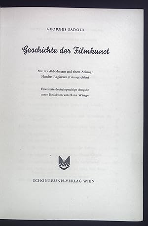 Bild des Verkufers fr Geschichte der Filmkunst : Mit 112 Abb.; Hundert Regisseure (Filmographien). zum Verkauf von books4less (Versandantiquariat Petra Gros GmbH & Co. KG)