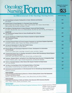 Oncology Nursing Forum Vol 33 No. 2 March 2006- for Genetic Predisposition to Cancer-Behaviors an...