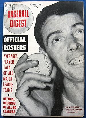 BASEBALL DIGEST APRIL 1951 JOE DIMAGGIO cover