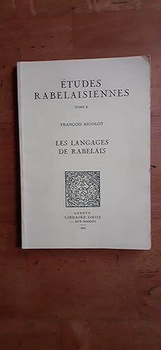 Bild des Verkufers fr LES LANGAGES DE RABELAIS. zum Verkauf von Librairie Sainte-Marie