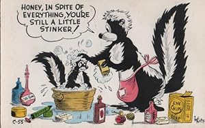 Seller image for skunk postcard: Honey, In Spite of Everything, You're Still a Little Stinker! for sale by Mobyville