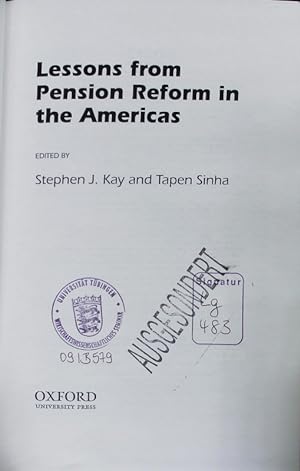 Imagen del vendedor de Lessons from pension reform in the Americas. a la venta por Antiquariat Bookfarm