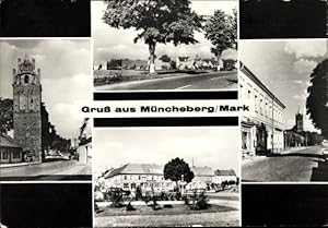 Bild des Verkufers fr Ansichtskarte / Postkarte Mncheberg in der Mark, Ortspartie, Straenzug, Turm zum Verkauf von akpool GmbH