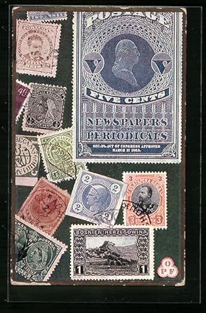 Ansichtskarte Verschiedene Briefmarken aus aller Welt