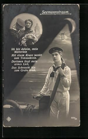Bild des Verkufers fr Ansichtskarte Soldat mit Mtzenbndchen der SMS Oldenburg trumt den Seemannstraum zum Verkauf von Bartko-Reher