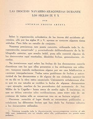 Imagen del vendedor de LAS DIOCESIS NAVARRO-ARAGONESAS DURANTE LOS SIGLOS IX Y X (EXTRAIDO ORIGINAL DEL AO 1954, ESTUDIO COMPLETO TEXTO INTEGRO) a la venta por Libreria 7 Soles