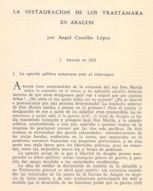 Bild des Verkufers fr LA INSTAURACION DE LOS TRASTAMARA EN ARAGON (EXTRAIDO ORIGINAL DEL AO 1956, ESTUDIO COMPLETO TEXTO INTEGRO) zum Verkauf von Libreria 7 Soles