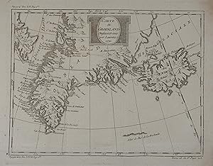 Carte du Groenland Dreßée et Gravée par Laurent 1770. Kupferstich-Karte v. Jacques-Nicolas Bellin...