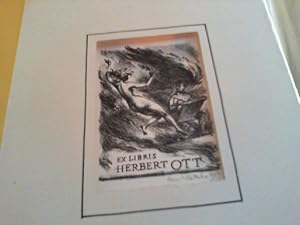 Exlibris- Lithographie. Herbert Ott. signiert, datiert. Blattgröße: ca. 7,5 x 10, 5 cm; unter Pas...